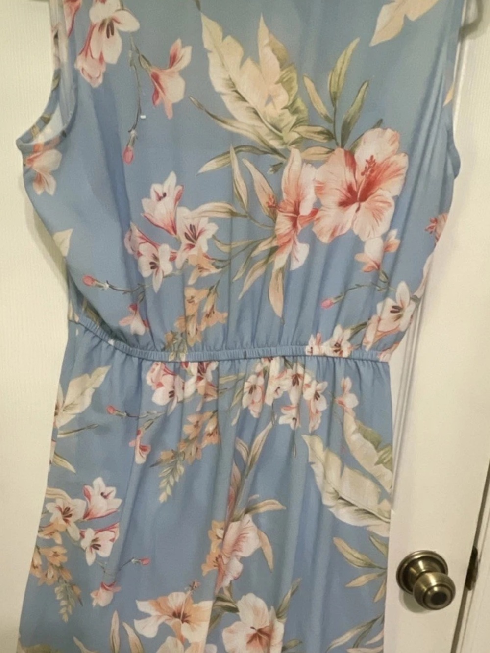 Halston Women's Dress Breeze Multi Blue Floral Tie Neck Short HD58YCDY NWT 14 - Picture 3 of 4